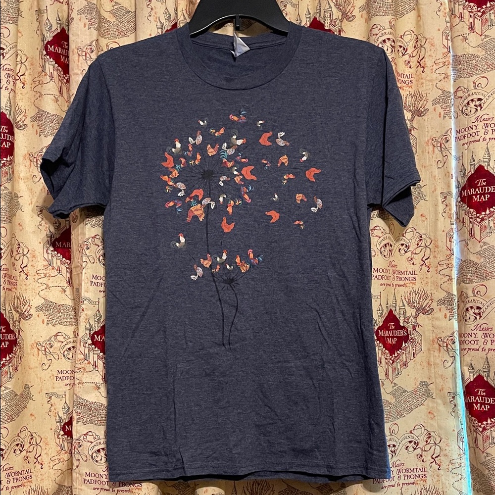 Navy Graphic T-Shirt with Chicken Design